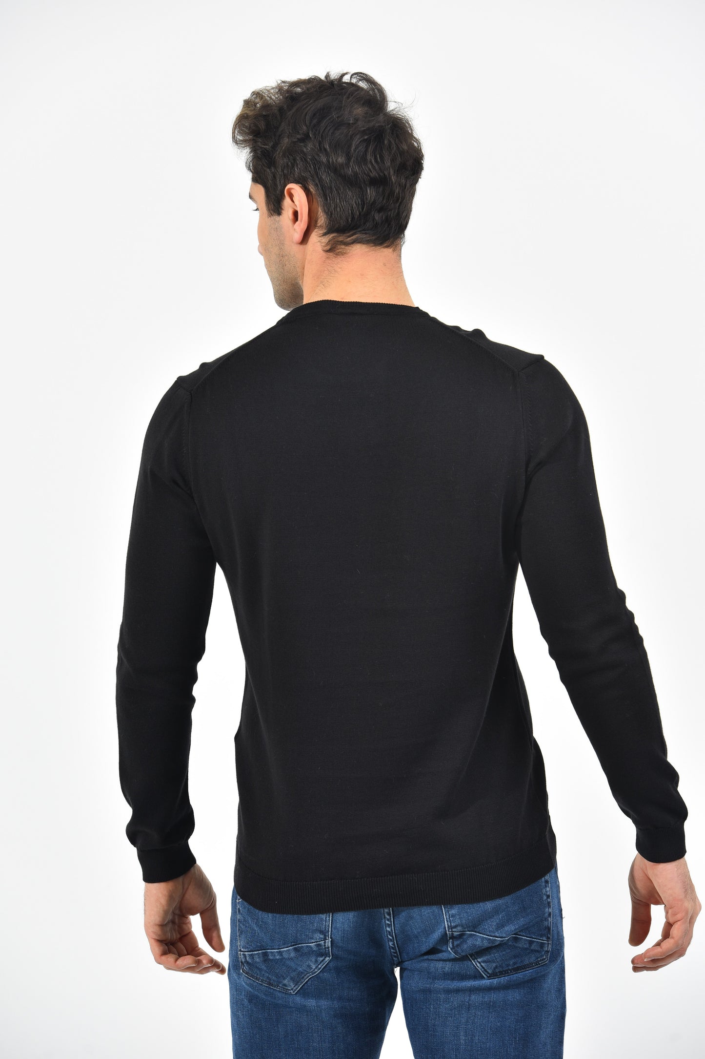 Boss Pullover Herren Schwarz Rundhalsausschnitt