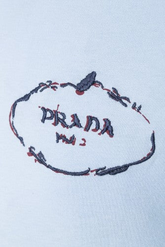 Prada T-Shirt Herren Hellblau V-Ausschnitt