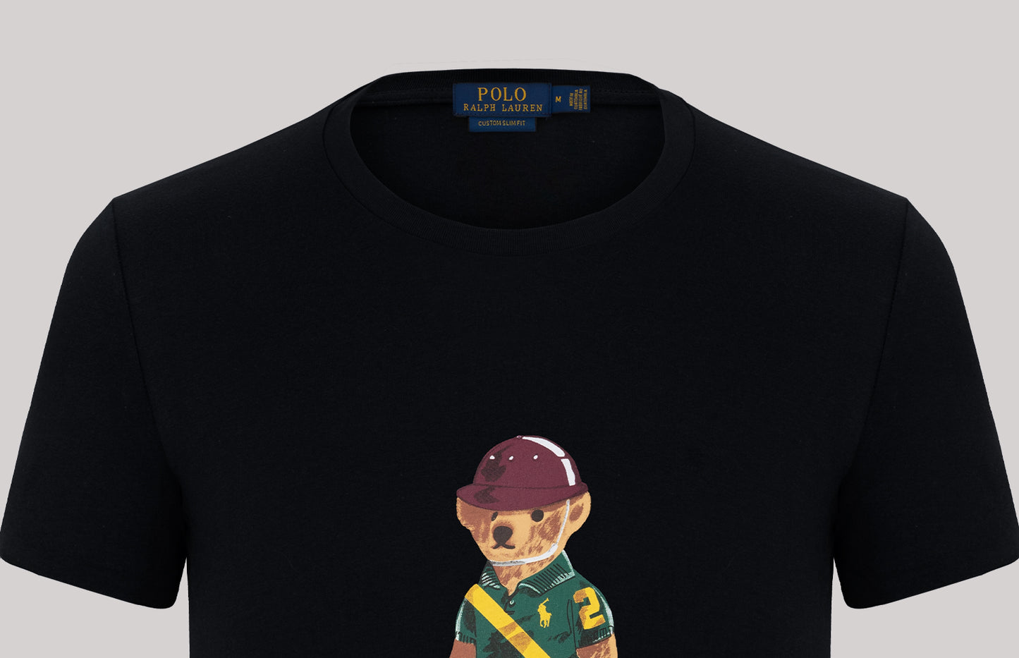 Ralph Lauren T-Shirt Herren Schwarz Rundhalsausschnitt Bear Design