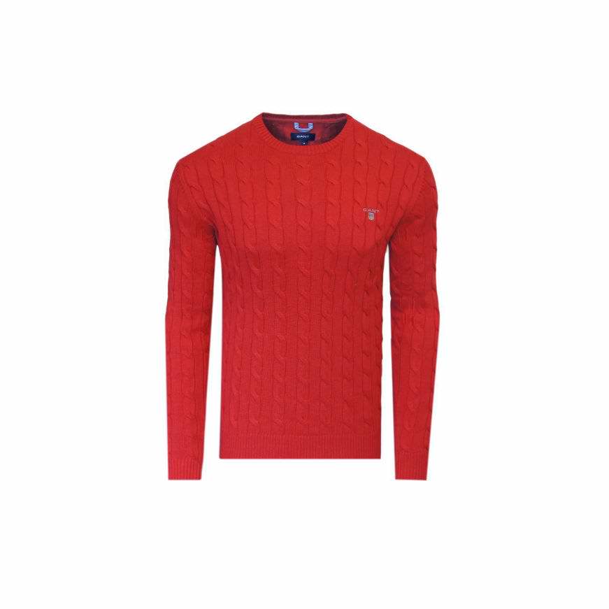 Gant Pullover Herren Rot Zopfmuster