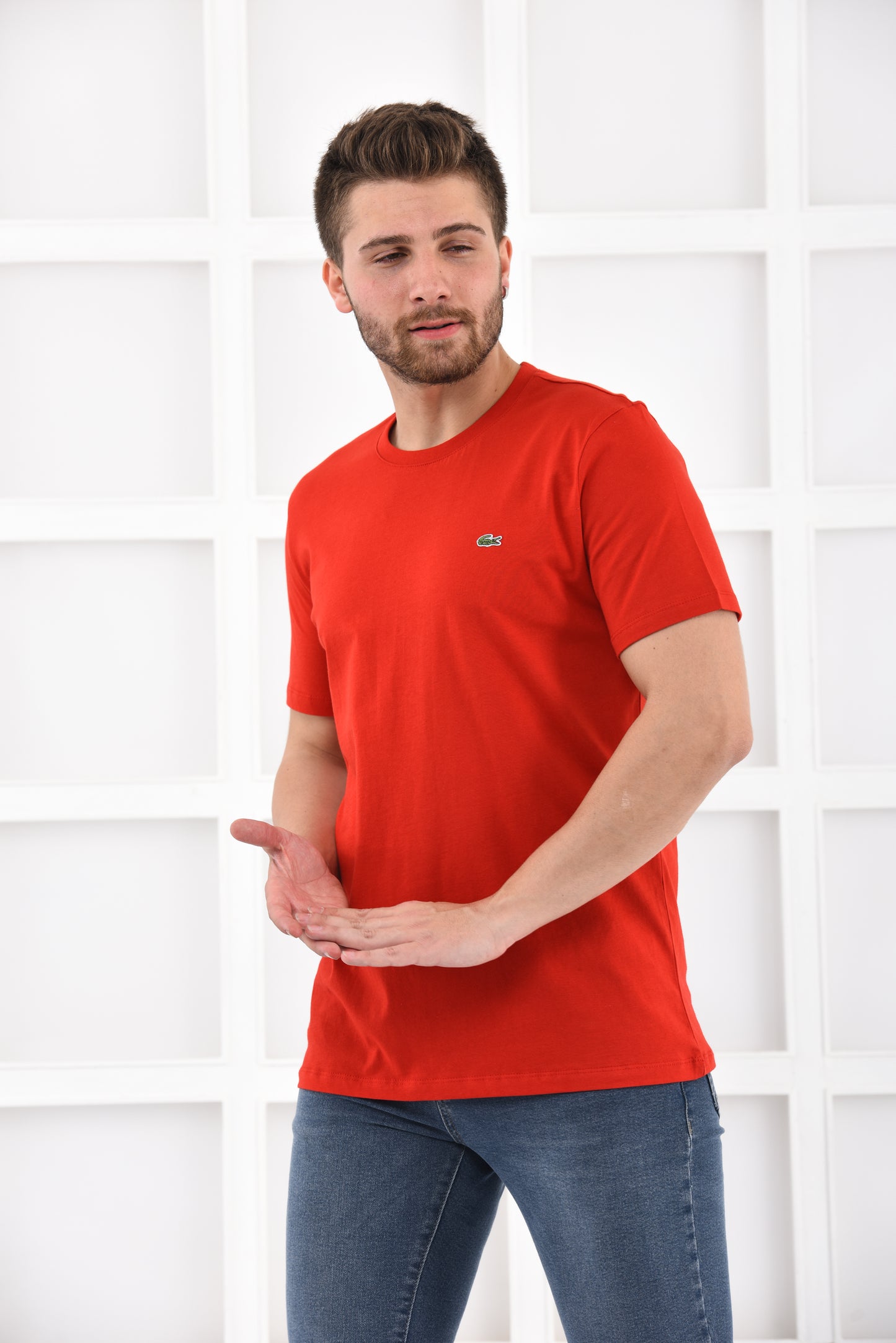 Lacoste T-Shirt Herren Rot Rundhalsausschnitt