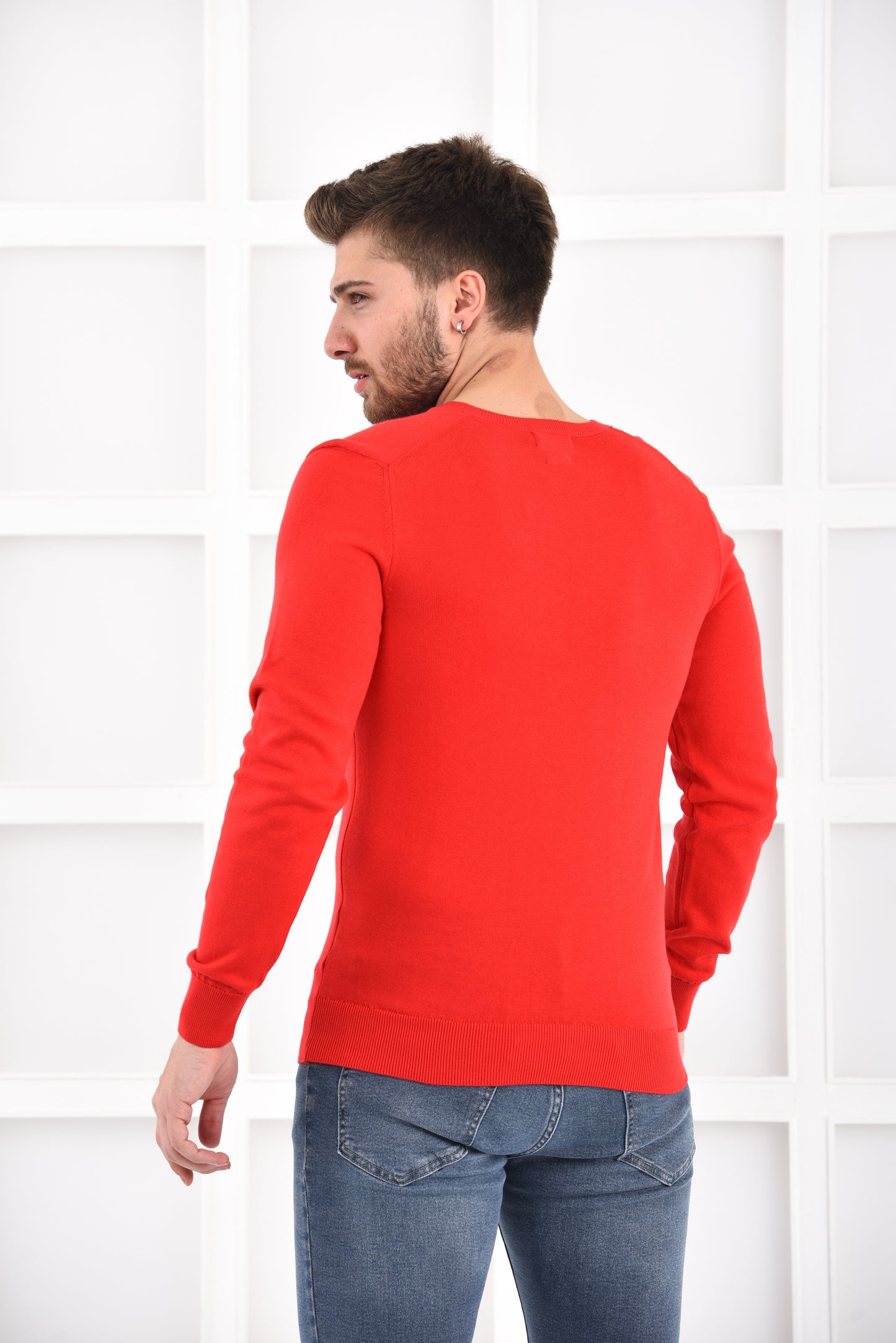 Ralph Lauren Pullover Herren Rot/Navy V-Ausschnitt