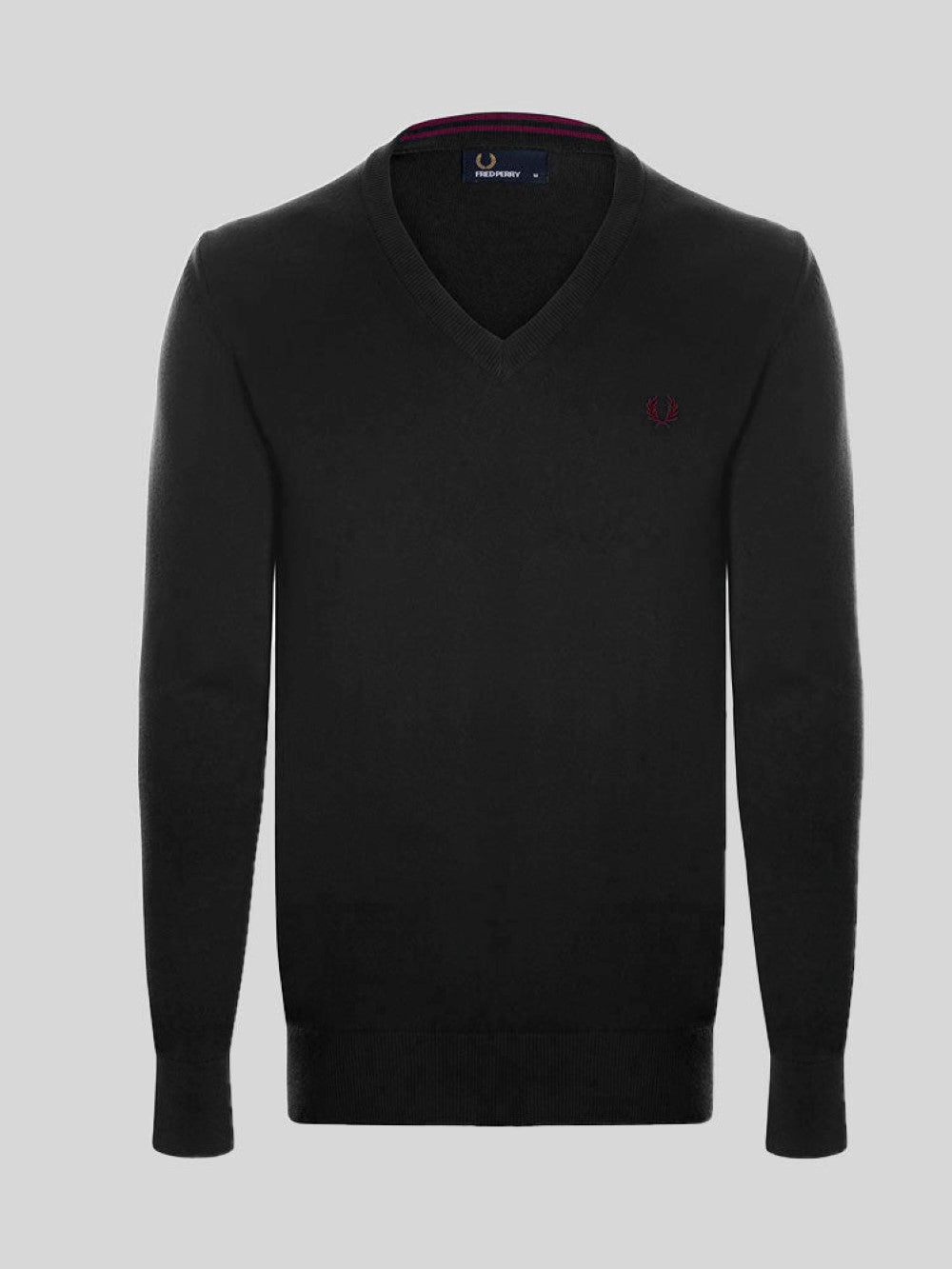 Fred Perry Pullover Herren Schwarz V-Ausschnitt
