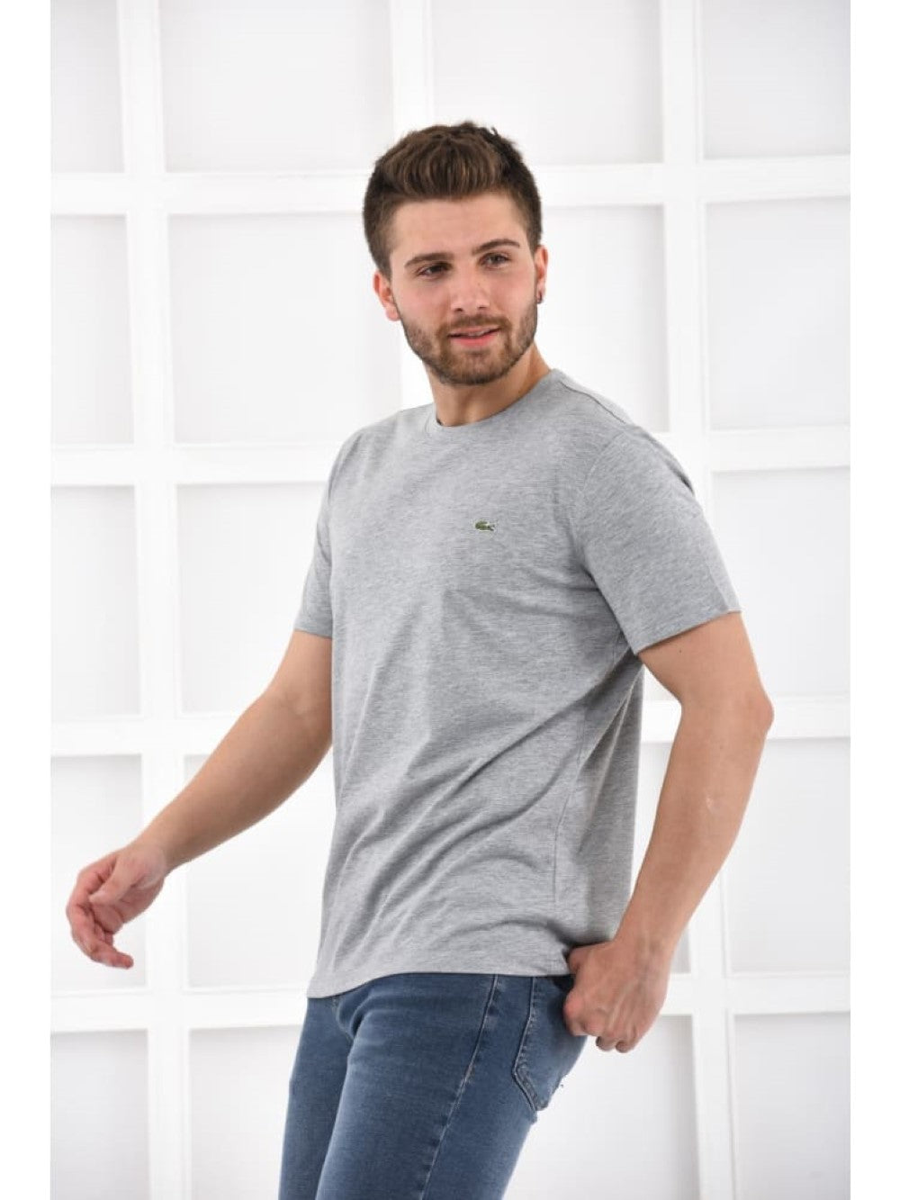 Lacoste T-Shirt Herren Grau Rundhalsausschnitt
