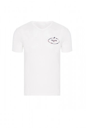Prada T-Shirt Herren Weiss V-Ausschnitt