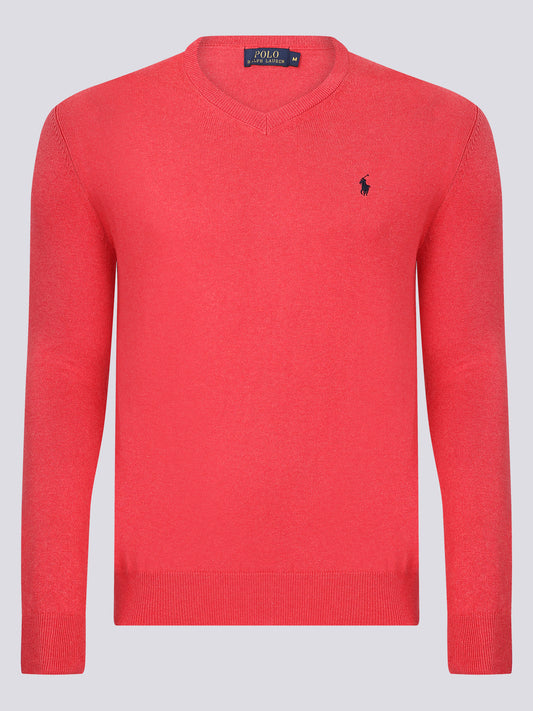 Ralph Lauren Pullover Herren Coral/Navy V-Ausschnitt