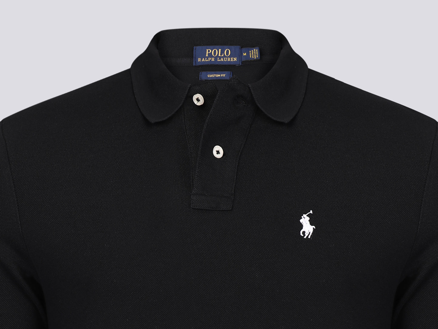 Ralph Lauren Poloshirt Herren Schwarz Langarm Slim Fit