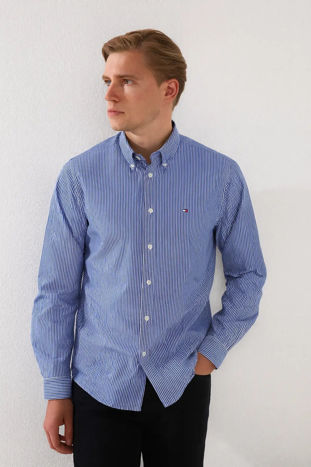 Tommy Hilfiger Hemd Herren Blau Gestreift 1078