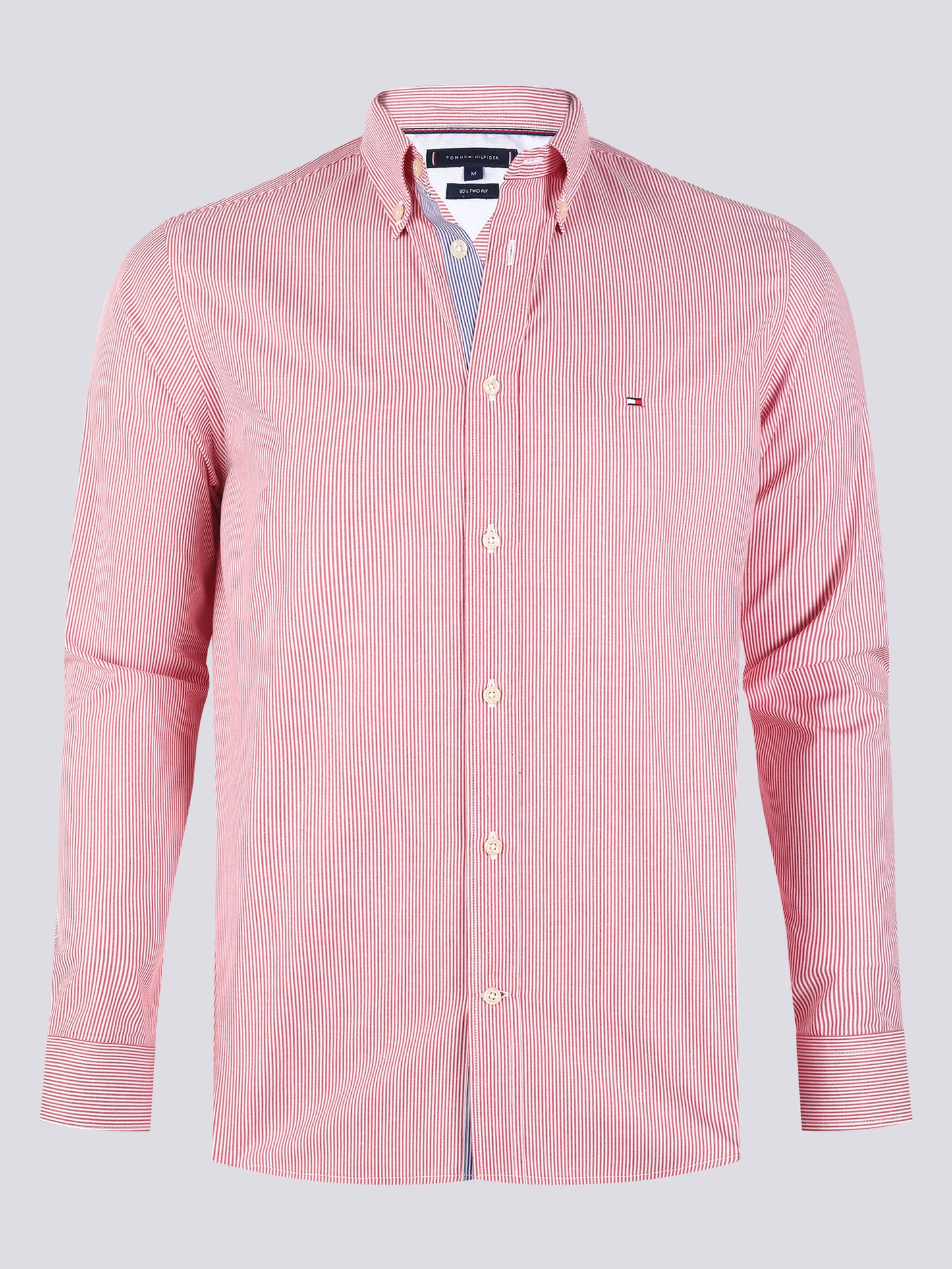 Tommy Hilfiger Hemd Herren Rot White Striped Poplin