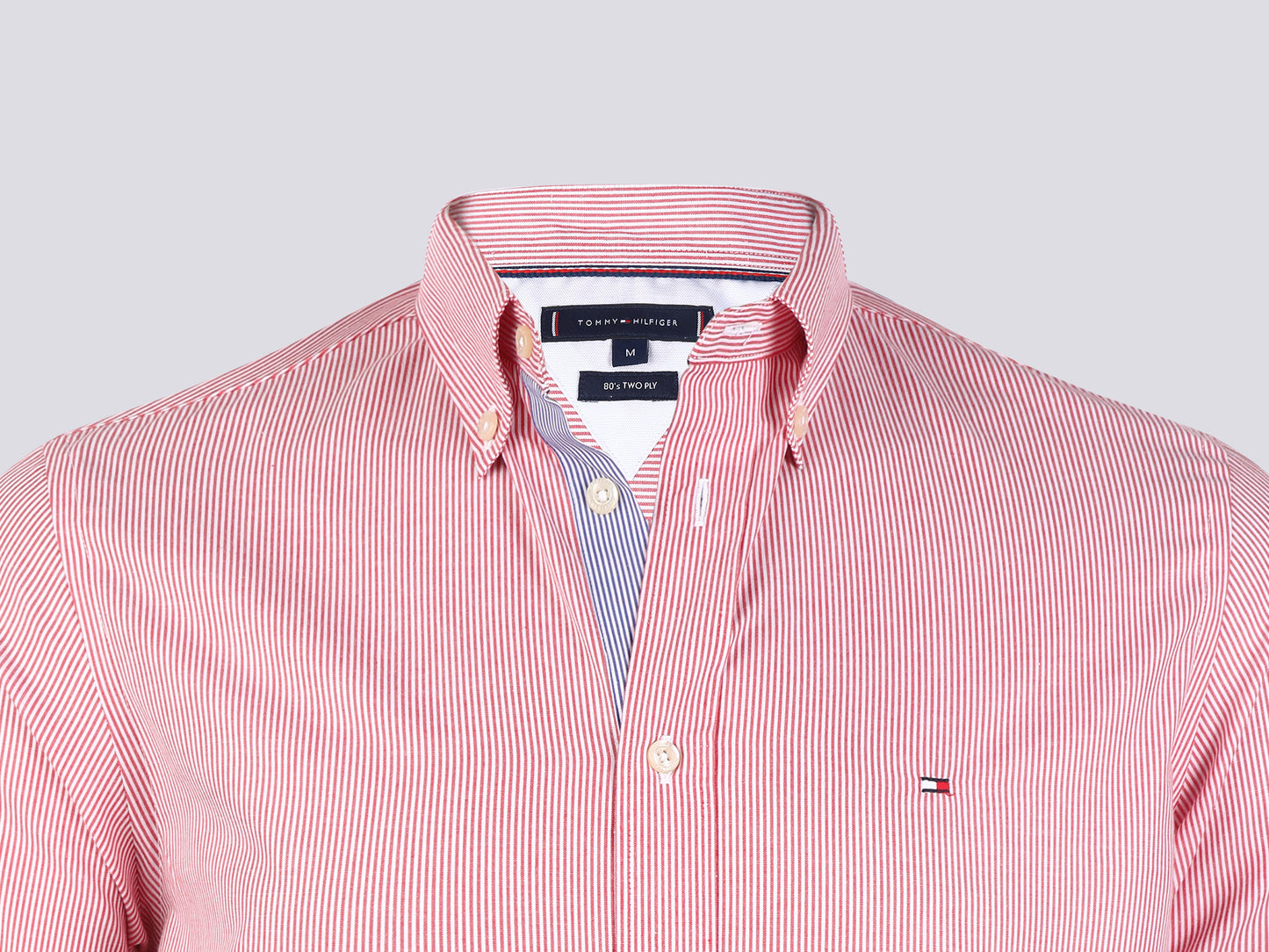 Tommy Hilfiger Hemd Herren Rot White Striped Poplin