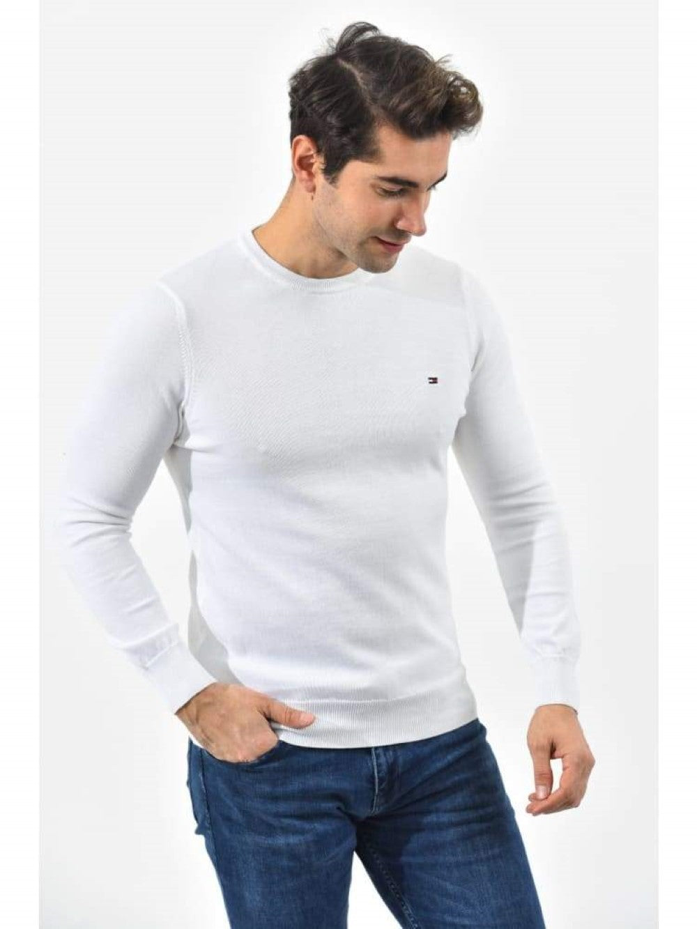 Tommy Hilfiger Pullover Herren Weiss Rundhalsausschnitt